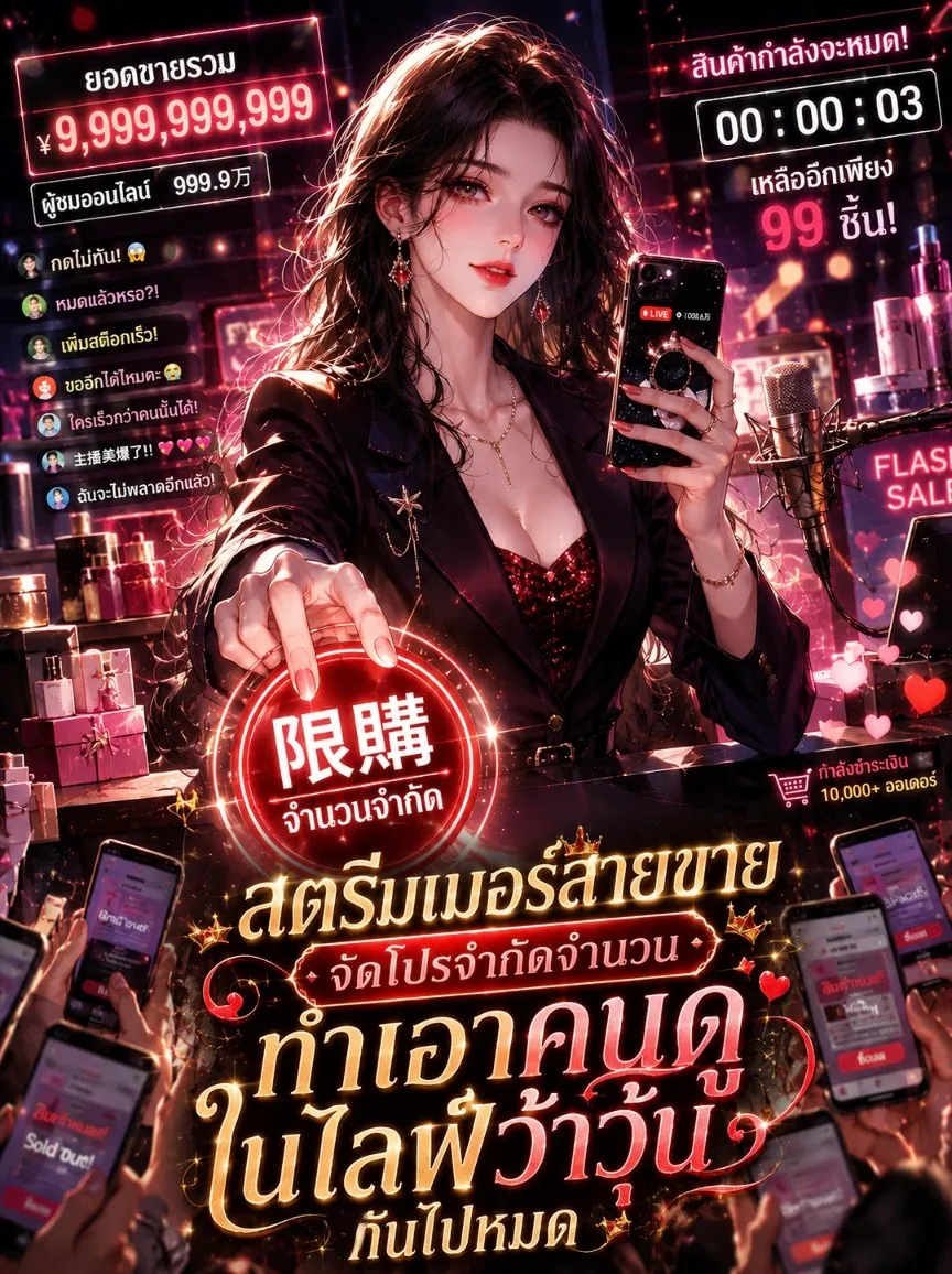 ปก สตรีมเมอร์สายขายจัดโปรจํากัดจํานวน ทําเอาคนดูในไลฟ์ว้าวุ่นกันไปหมด