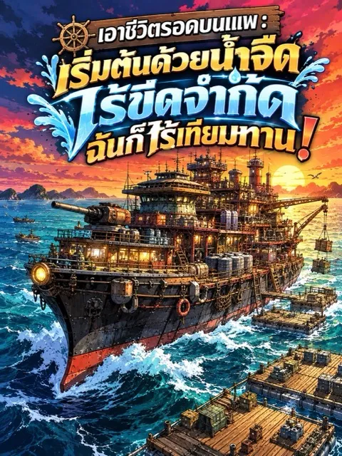 ปก (จบแล้ว) เอาชีวิตรอดบนแพ : เริ่มต้นด้วยน้ําจืดไร้ขีดจํากัด ฉันก็ไร้เทียมทาน!