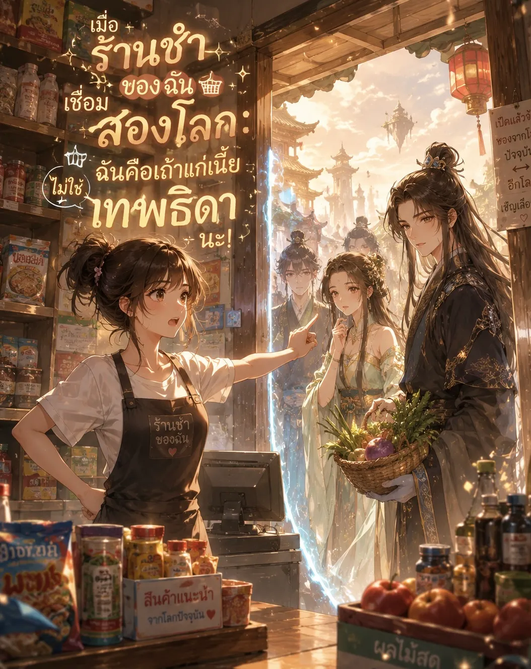 ปก เมื่อร้านชําของฉันเชื่อมสองโลก ฉันคือเถ้าแก่เนี้ยไม่ใช่เทพธิดานะ!