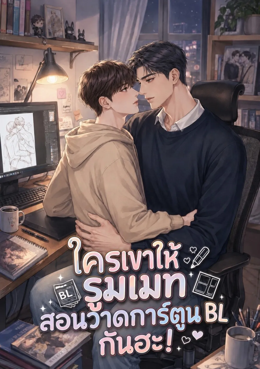ปก ใครเขาให้รูมเมทสอนวาดการ์ตูน BL กันฮะ!